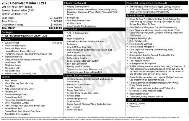2023 Chevrolet Malibu LT 2LT