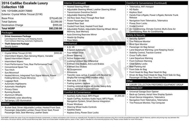 2016 Cadillac Escalade Luxury