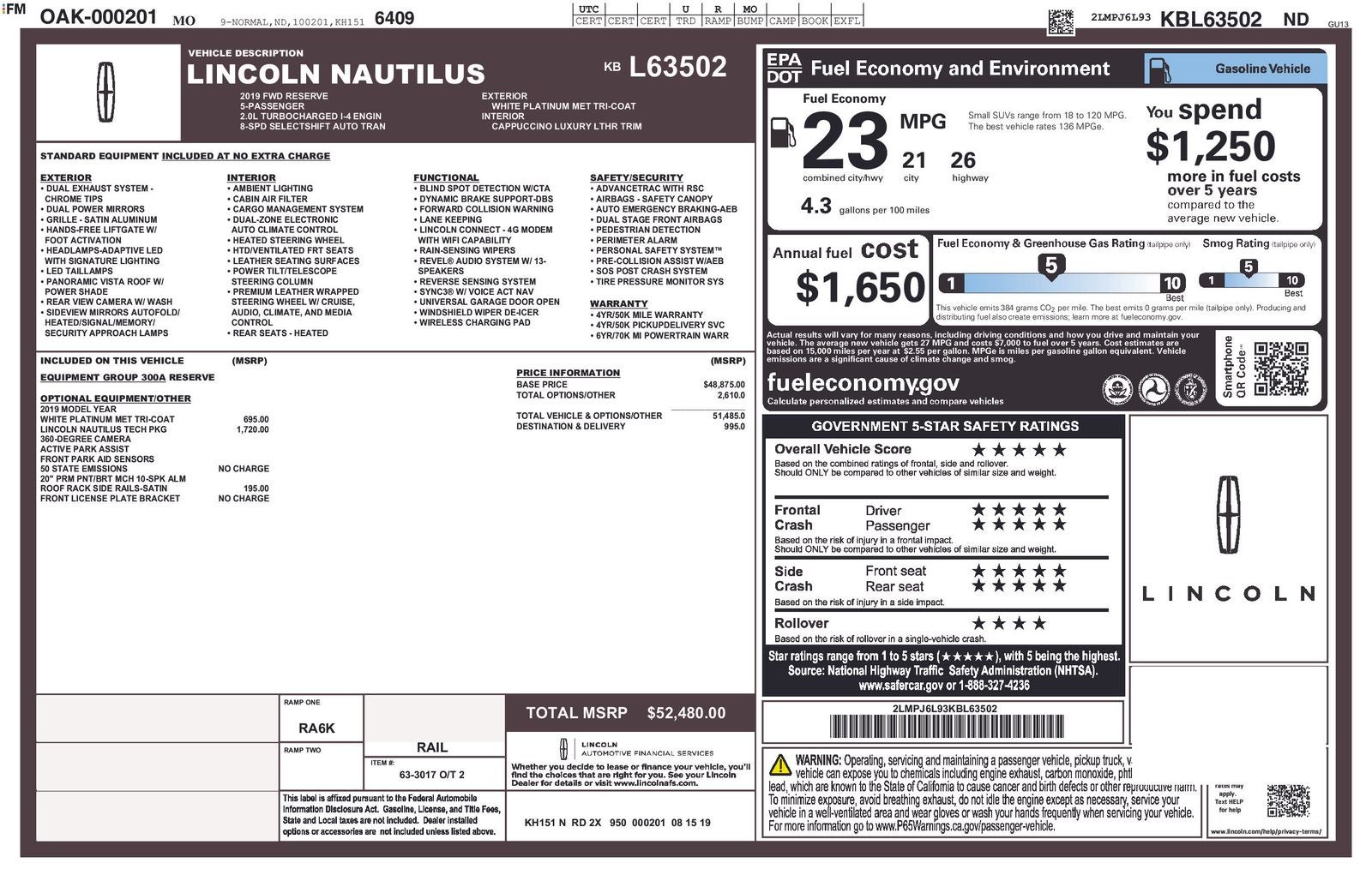 2019 Lincoln Nautilus Reserve