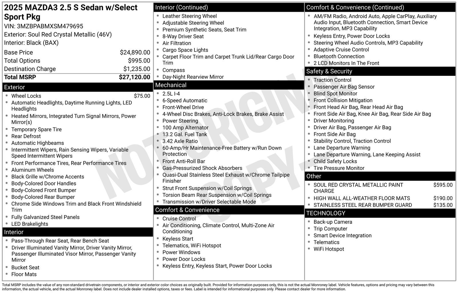 2025 Mazda Mazda3 2.5 S Select Sport