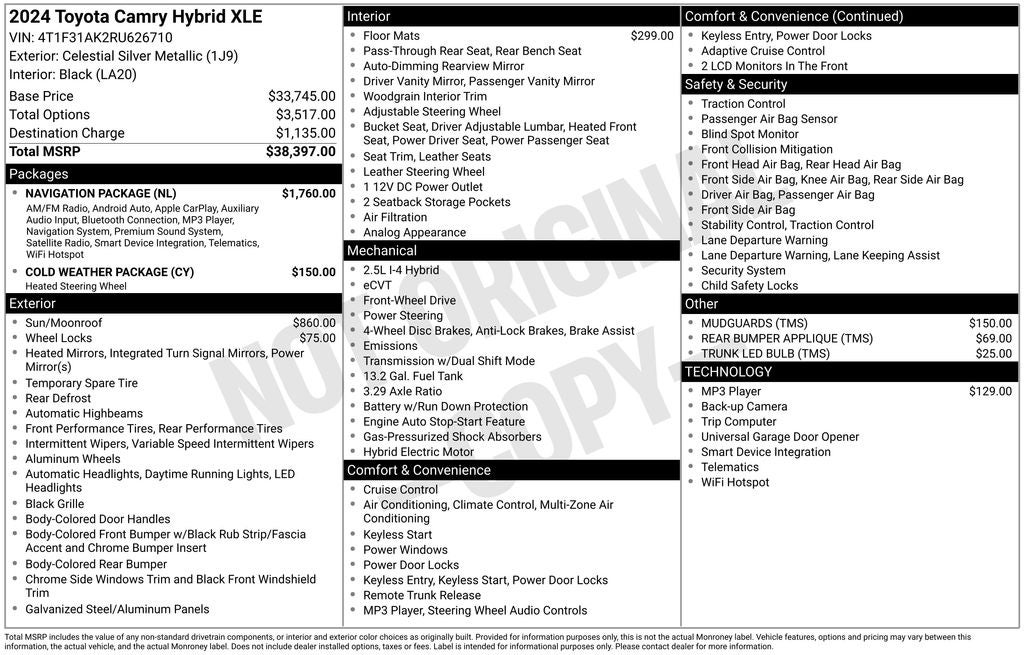 2024 Toyota Camry Hybrid XLE