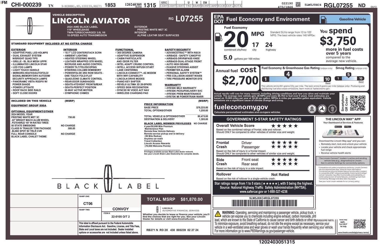 2024 Lincoln Aviator Black Label