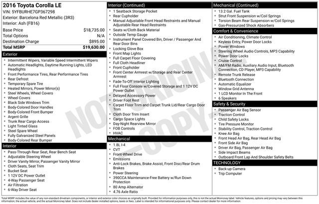 2016 Toyota Corolla LE