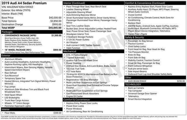 2019 Audi A4 2.0T Premium quattro