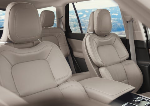 The interior of a 2024 Lincoln Aviator® SUV in the Sandstone interior color | Jenkins & Wynne Lincoln in Clarksville TN
