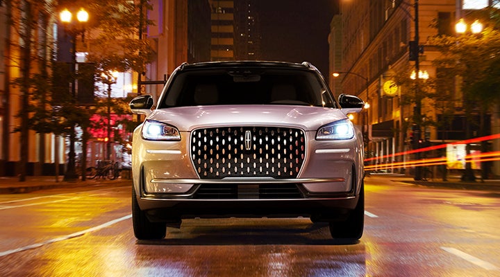 The striking grille of a 2024 Lincoln Corsair® SUV is shown. | Jenkins & Wynne Lincoln in Clarksville TN