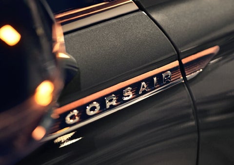 The stylish chrome badge reading “CORSAIR” is shown on the exterior of the vehicle. | Jenkins & Wynne Lincoln in Clarksville TN